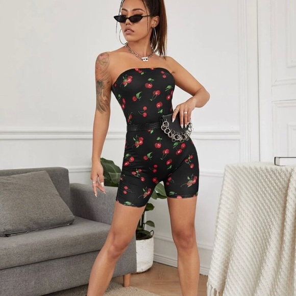 Cherry 🍒 Romper black with Cherries Bandeau XL